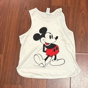Vintage 80s Mickey Mouse White Tank Top Size Women's Large